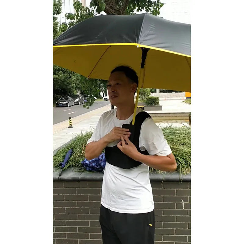 Black diving cloth umbrella holder with shoulder strap shown holding a manual umbrella