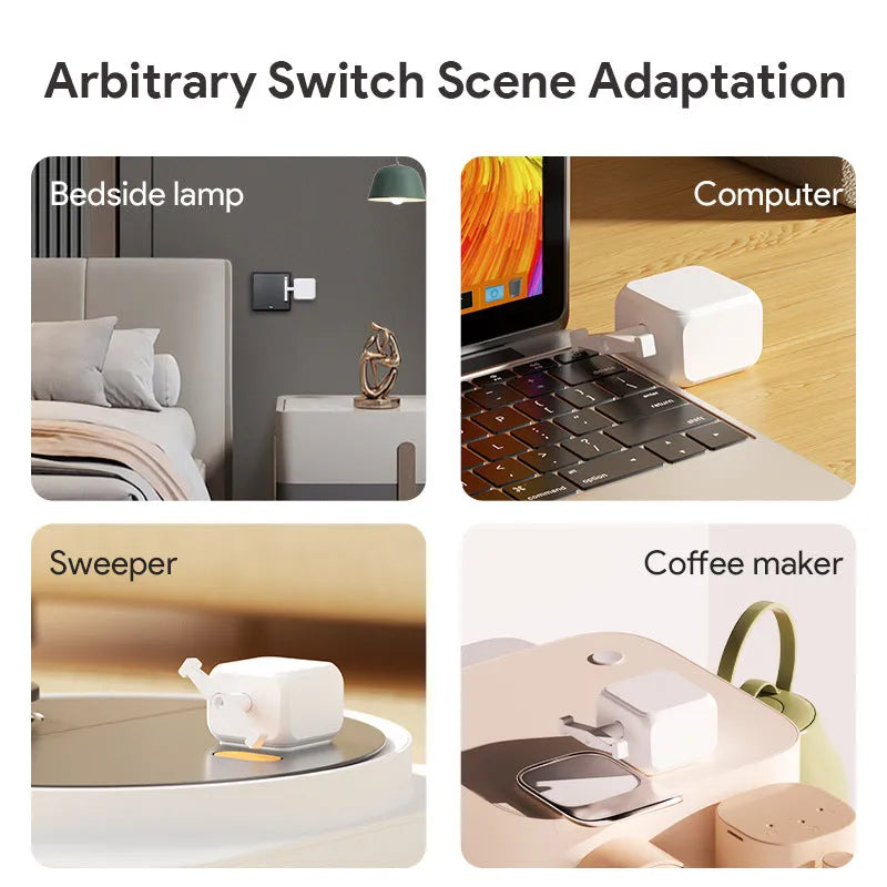 White Bluetooth rocker arm finger robot remote control, 53mm by 29mm by 14mm dimensions.