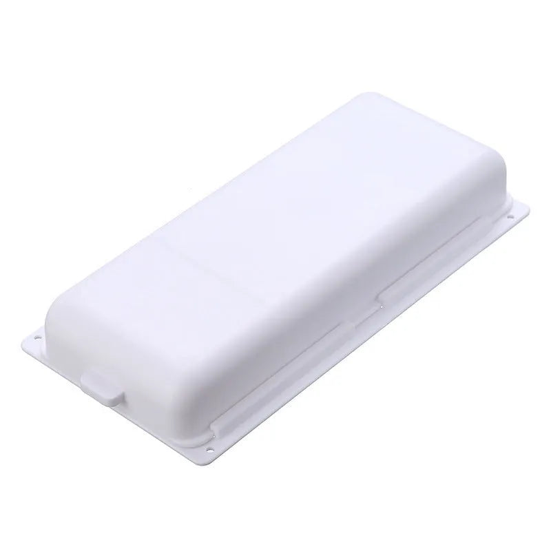 Adhesive plastic storage drawer with lid and internal grid divider for under-desk organisation