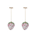 Geometric strawberry earrings with spot drill texture in C659 red zinc alloy