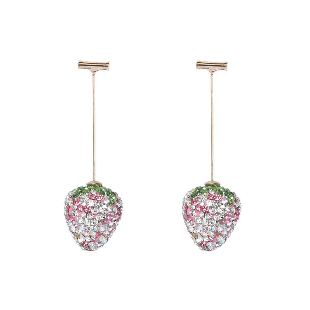 Geometric strawberry earrings with spot drill texture in C659 red zinc alloy