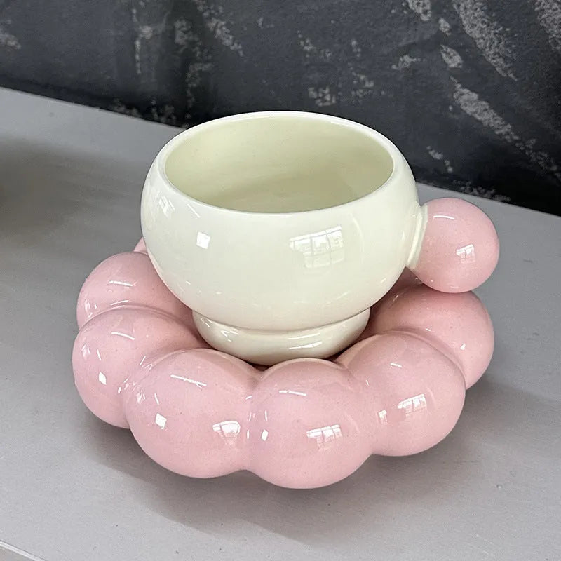 Ceramic coffee cup and dish set in Nordic simple style, 250ml capacity, high temperature resistant.