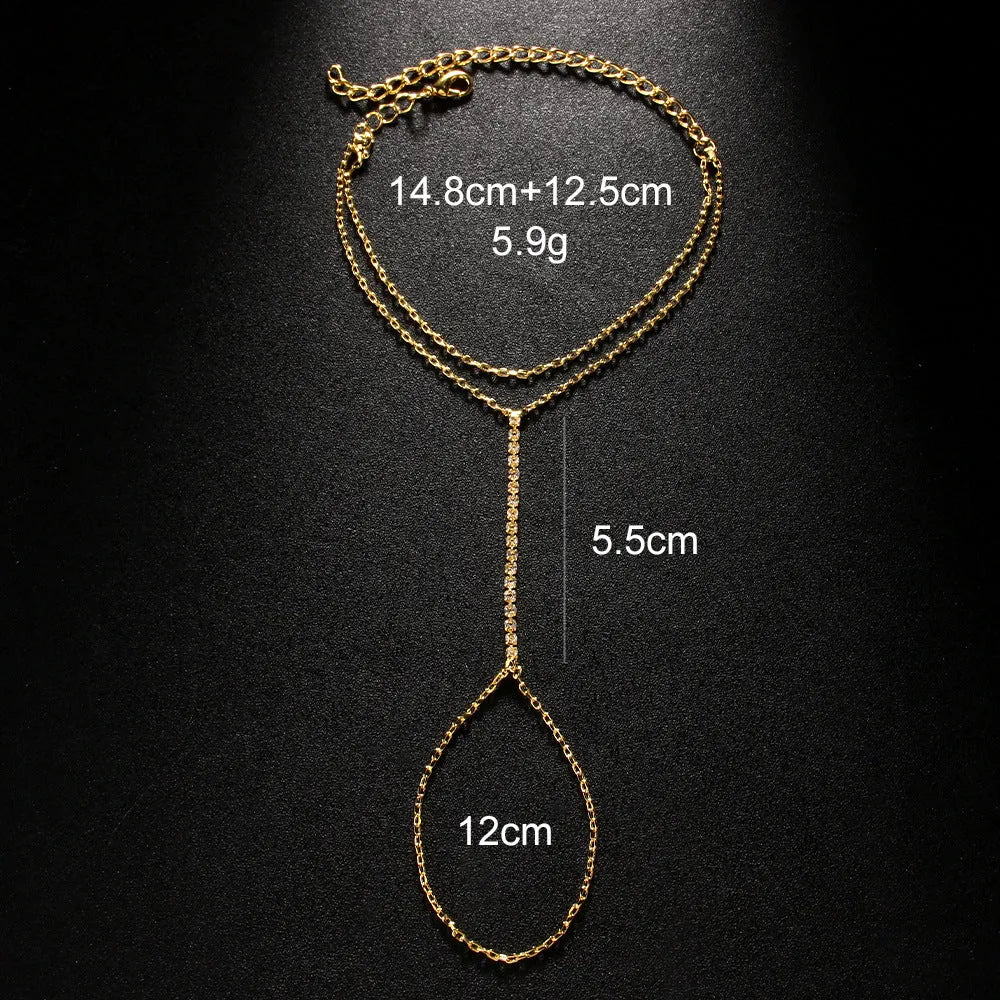 Women's geometric Bohemian bracelet with rhinestone detailing in gold or silver electroplated alloy