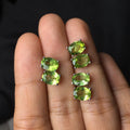 Natural grass green olivine faceted stud earrings in S925 silver, oval stone 6x8mm