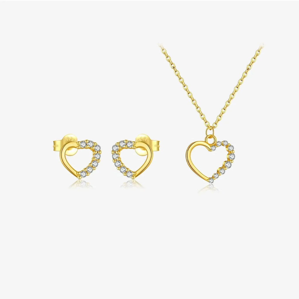 Sterling silver hollow heart necklace with regular chain in silver tone