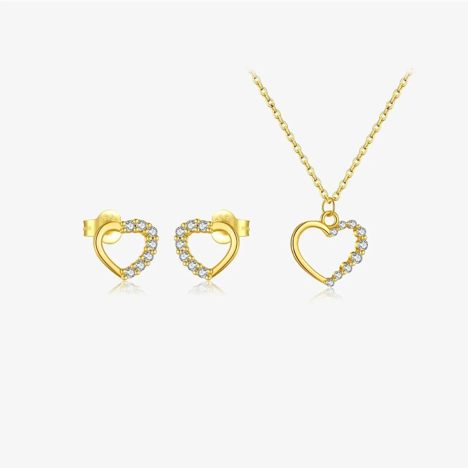 Sterling silver hollow heart necklace with regular chain in silver tone