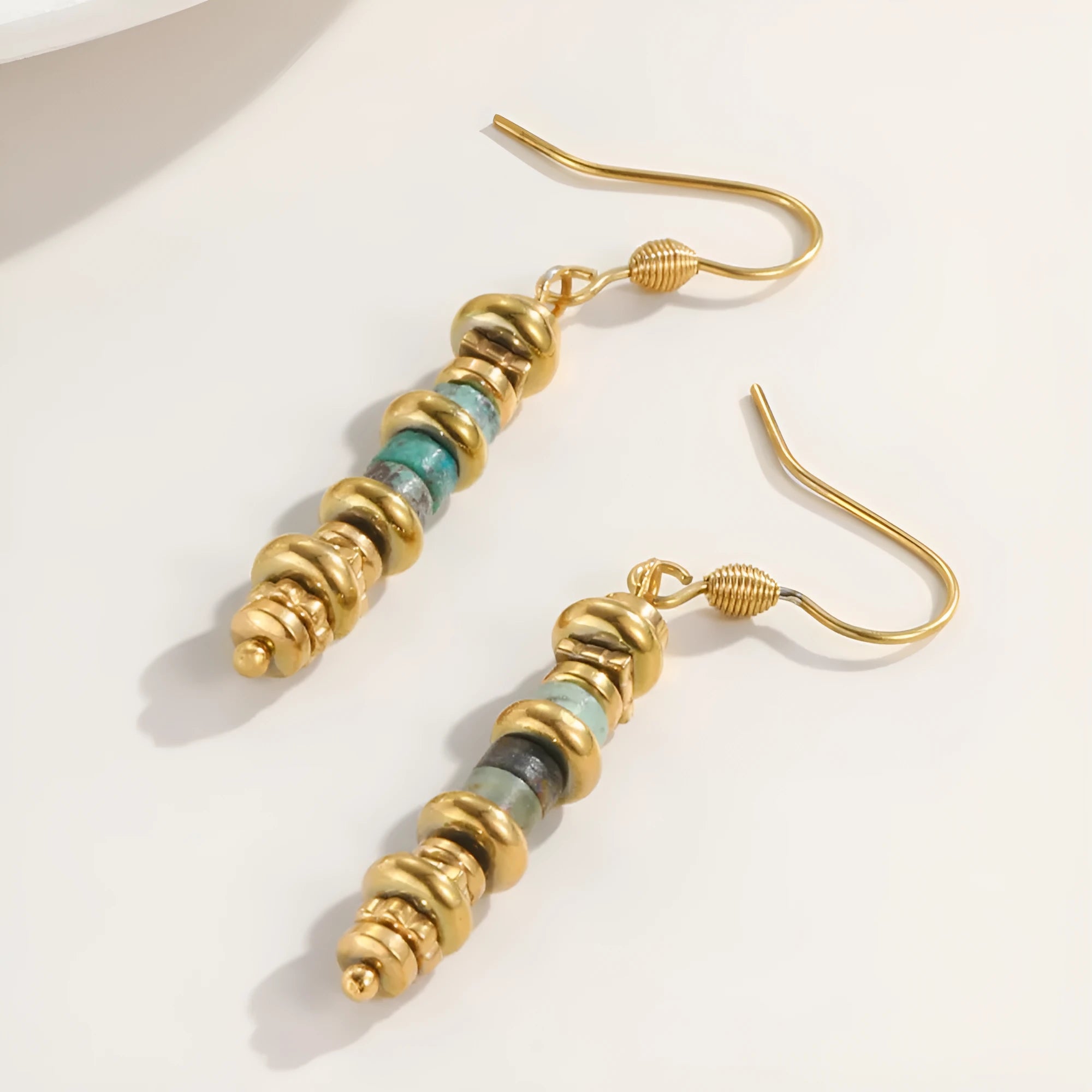 Titanium steel geometric dangle earrings with European American retro design