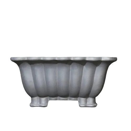 Purple sand ceramic square bonsai pot with classical style and warp device, 37cm inner diameter.