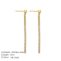 Women's geometric stainless steel zircon earrings with Chinese style design in gold and steel colour options