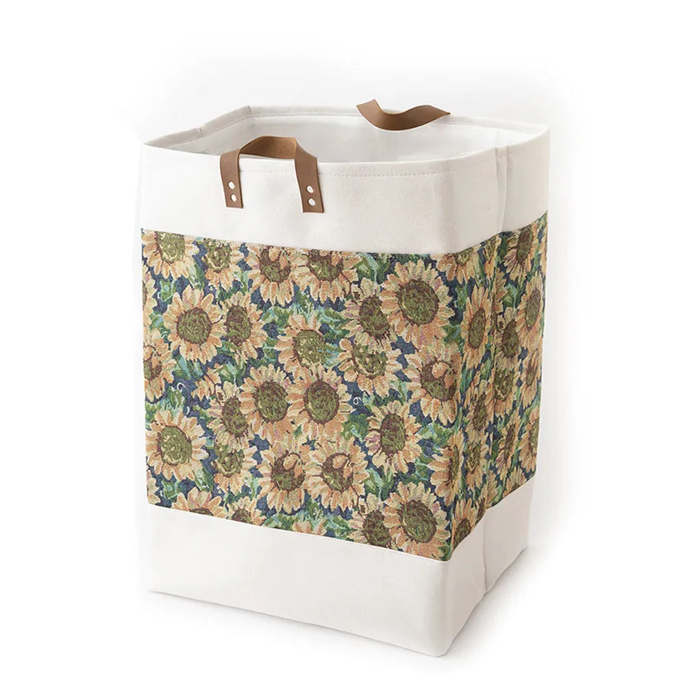 Fabric storage box in rich peony colour with dimensions 35x35x55cm for clothes and quilt organisation