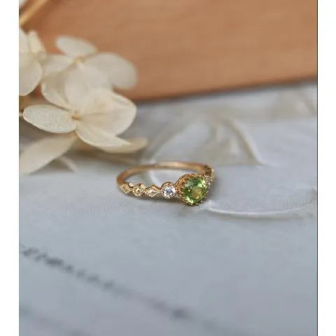 Copper geometric quadrilateral ring in Japanese retro style