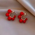 Red bell-shaped drop earrings for women made from alloy material