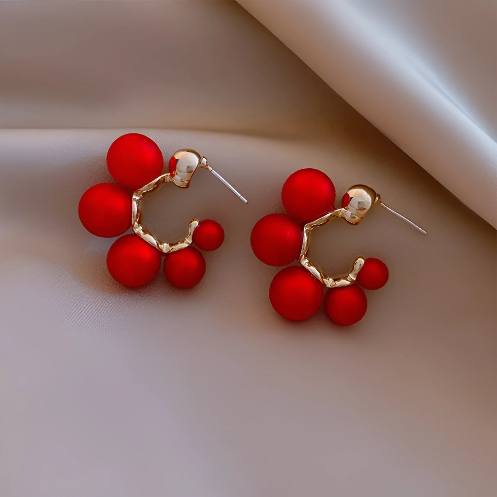 Red bell-shaped drop earrings for women made from alloy material