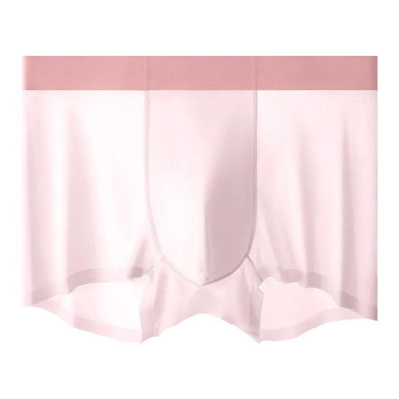 Men's ice silk shorts in bean green colour with seamless mid waist design.