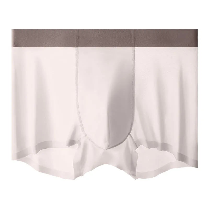 Men's ice silk shorts in bean green colour with seamless mid waist design.