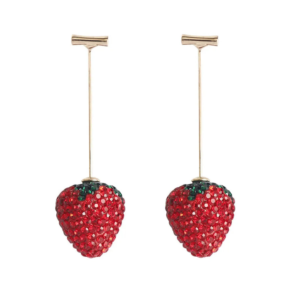 Geometric strawberry earrings with spot drill texture in C659 red zinc alloy