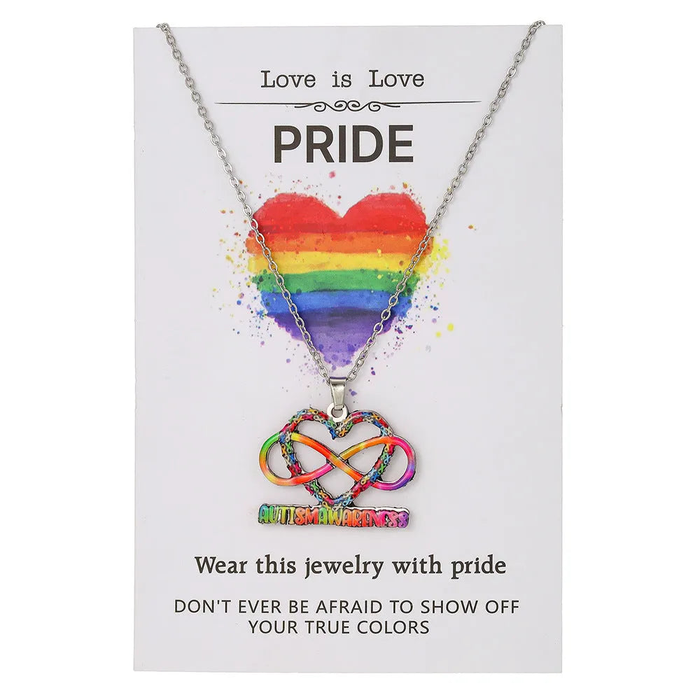 Stainless steel necklace and bracelet set with inspirational colour printing for women