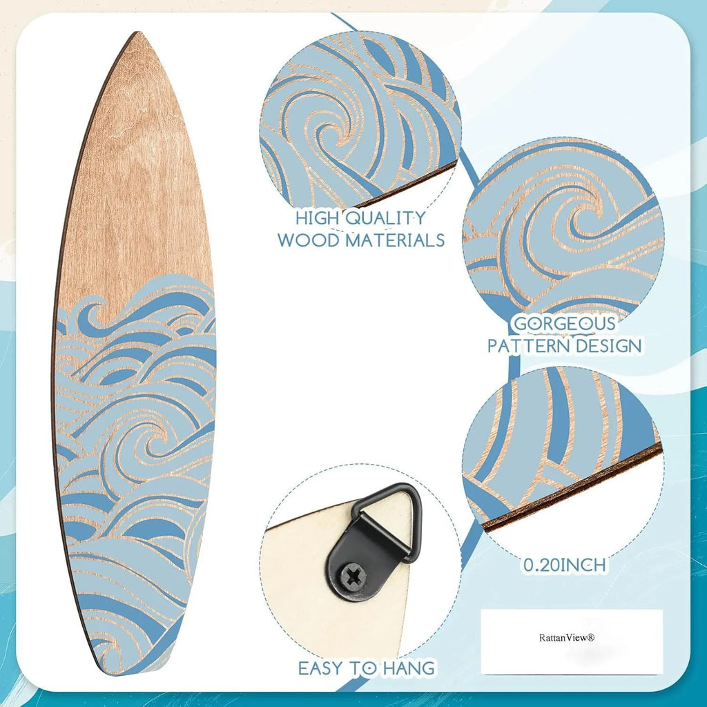 Three wooden surfboard wall decorations with European style design for beach theme rooms