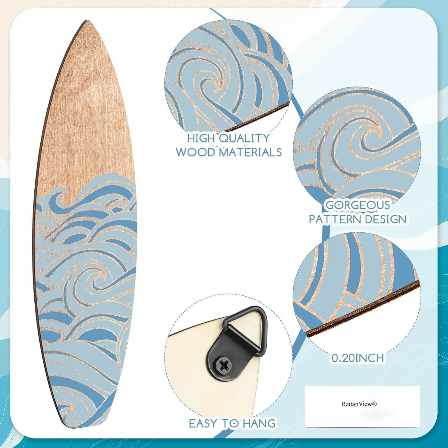 Three wooden surfboard wall decorations with European style design for beach theme rooms