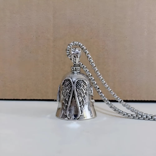 Vintage-style angel feather keychain and necklace set with electroplated finish