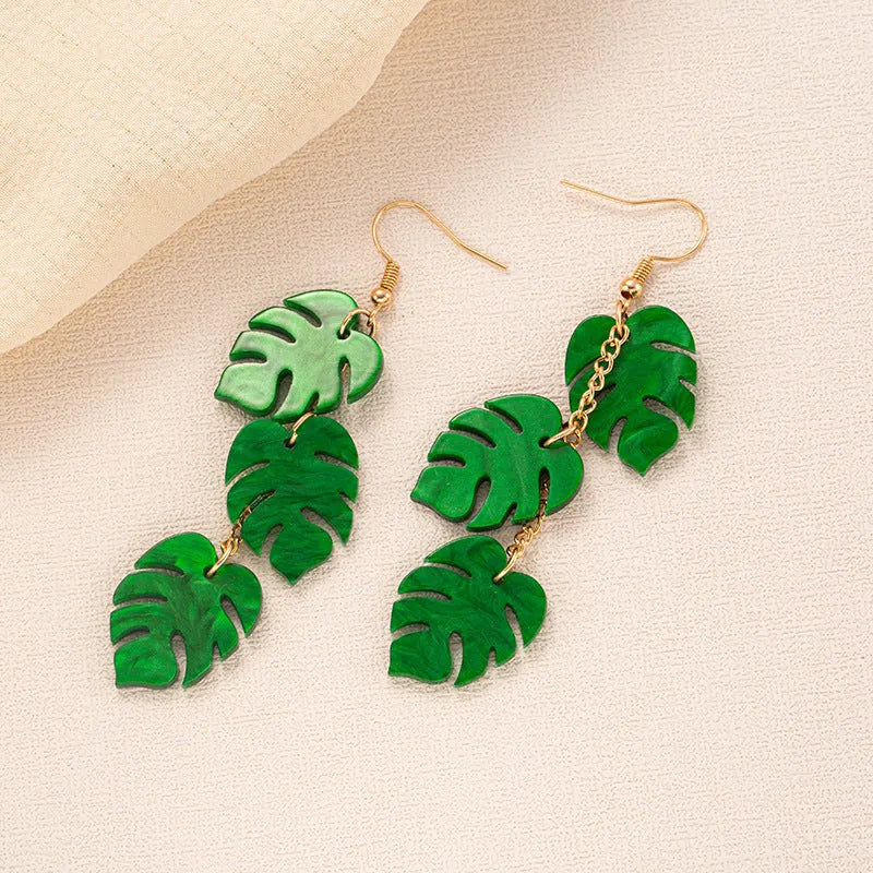 Summer earrings with coconut and jackfruit acrylic charms on alloy hooks in five colour variations