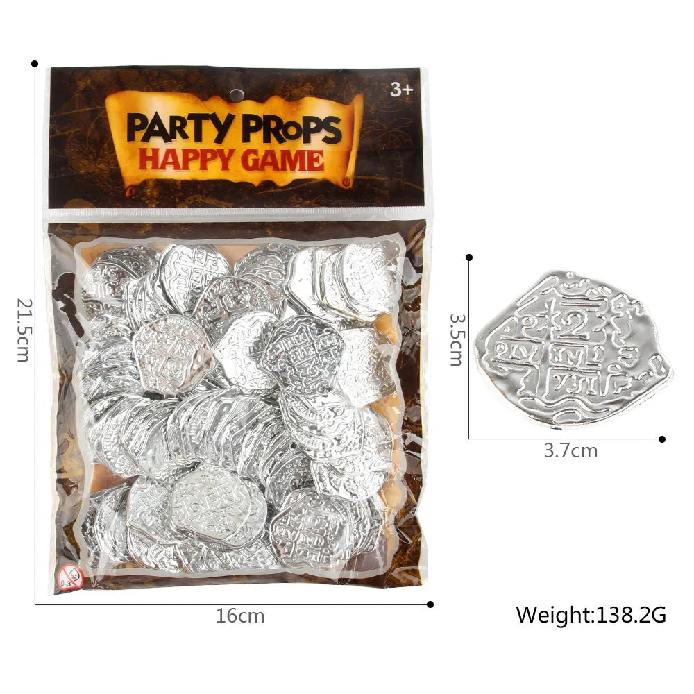 Plastic Roman coin replicas with electroplated bronze, gold or silver finish, 100 pieces per set