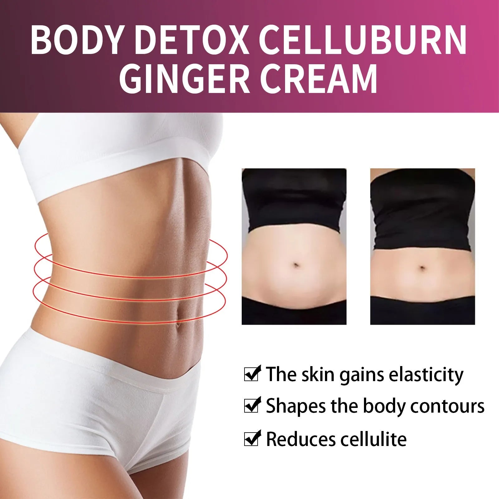 15g pot of ginger body slimming tightening cream for thighs with olive oil and hyaluronic acid.