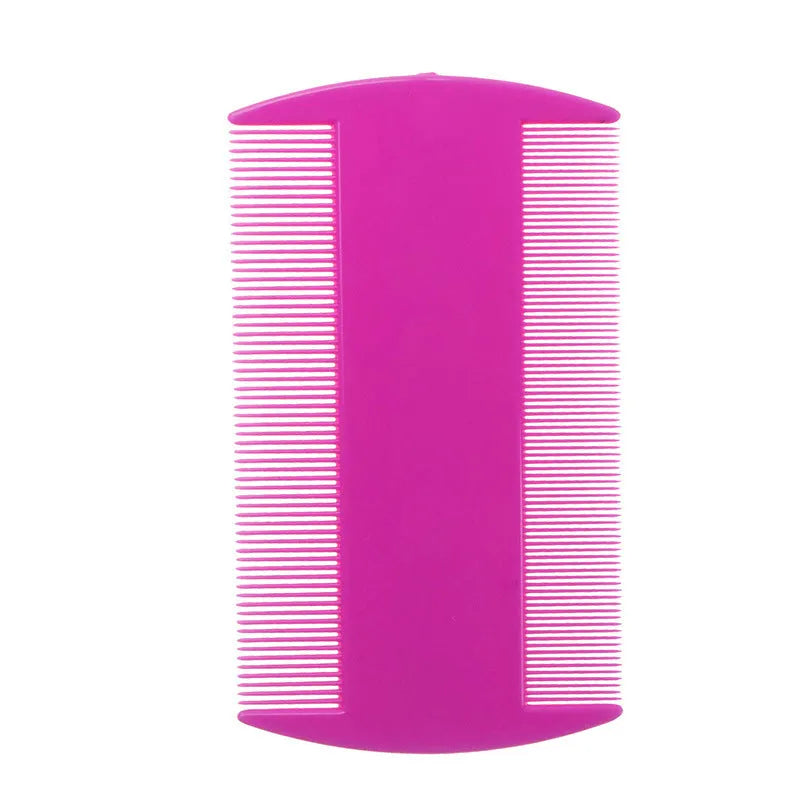 Double-edged fine tooth plastic comb for pet grooming and human lice removal in various colours
