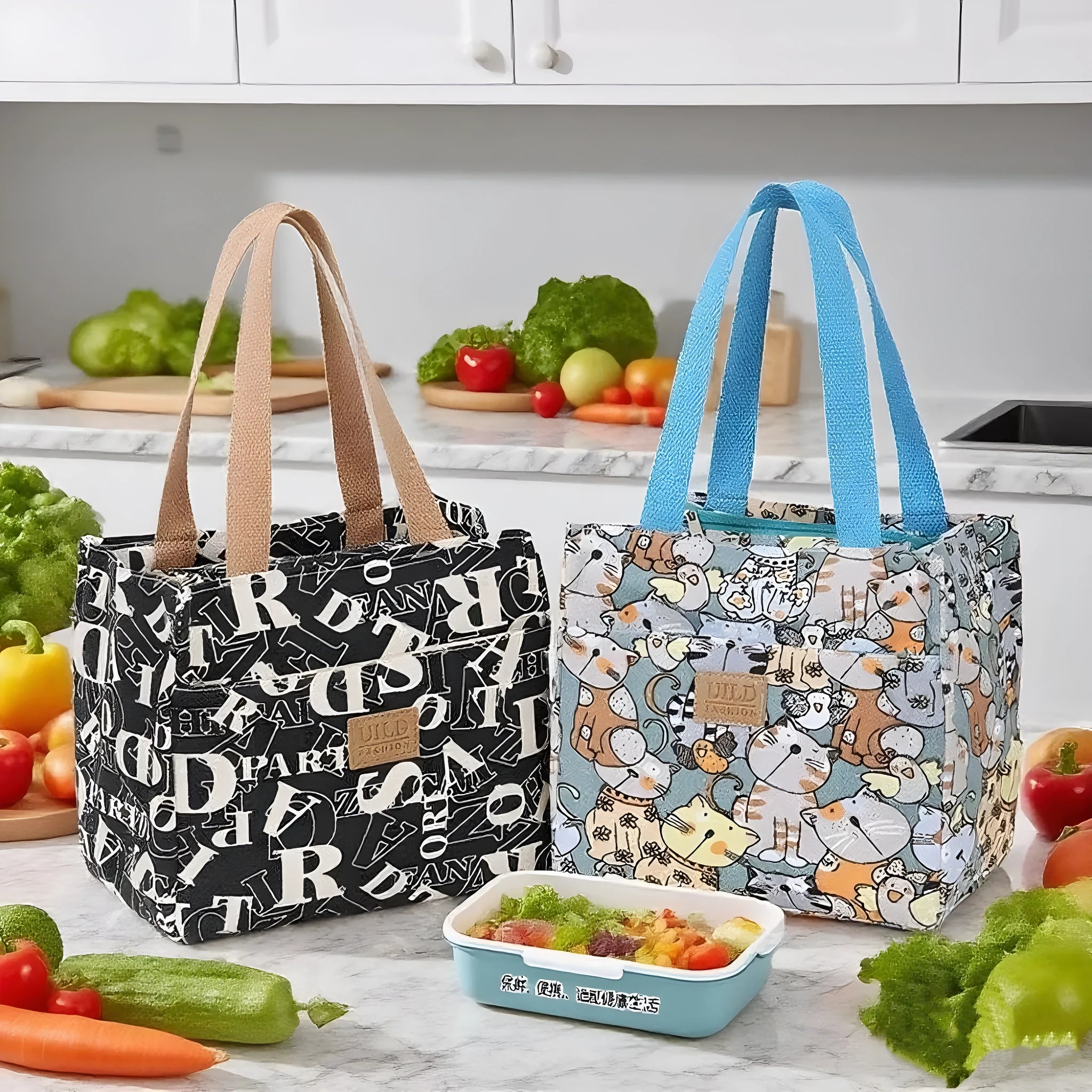 Women's printed canvas shoulder bag with aluminium frame in horizontal square shape