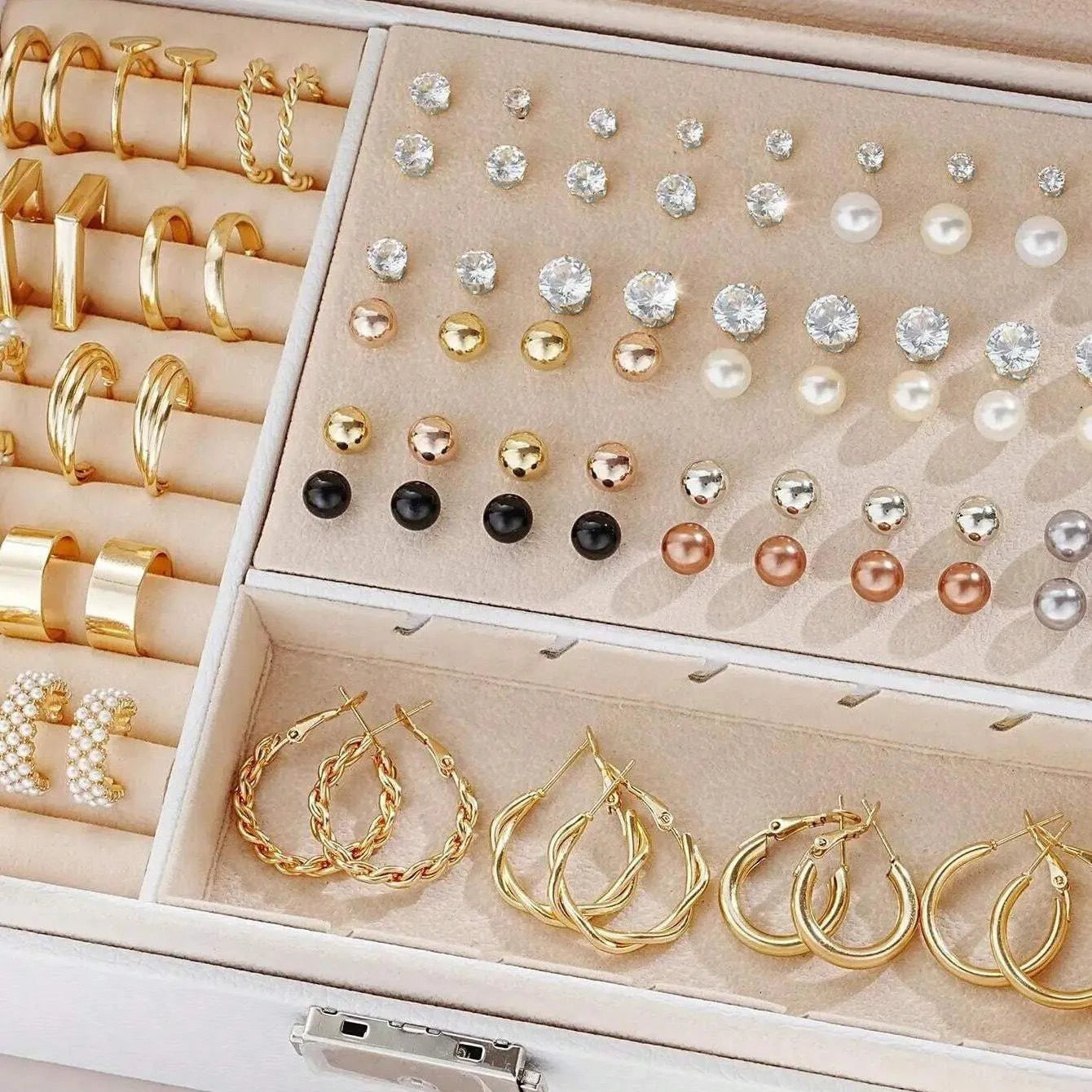 108-piece gold and yellow geometric alloy earrings combination set for women