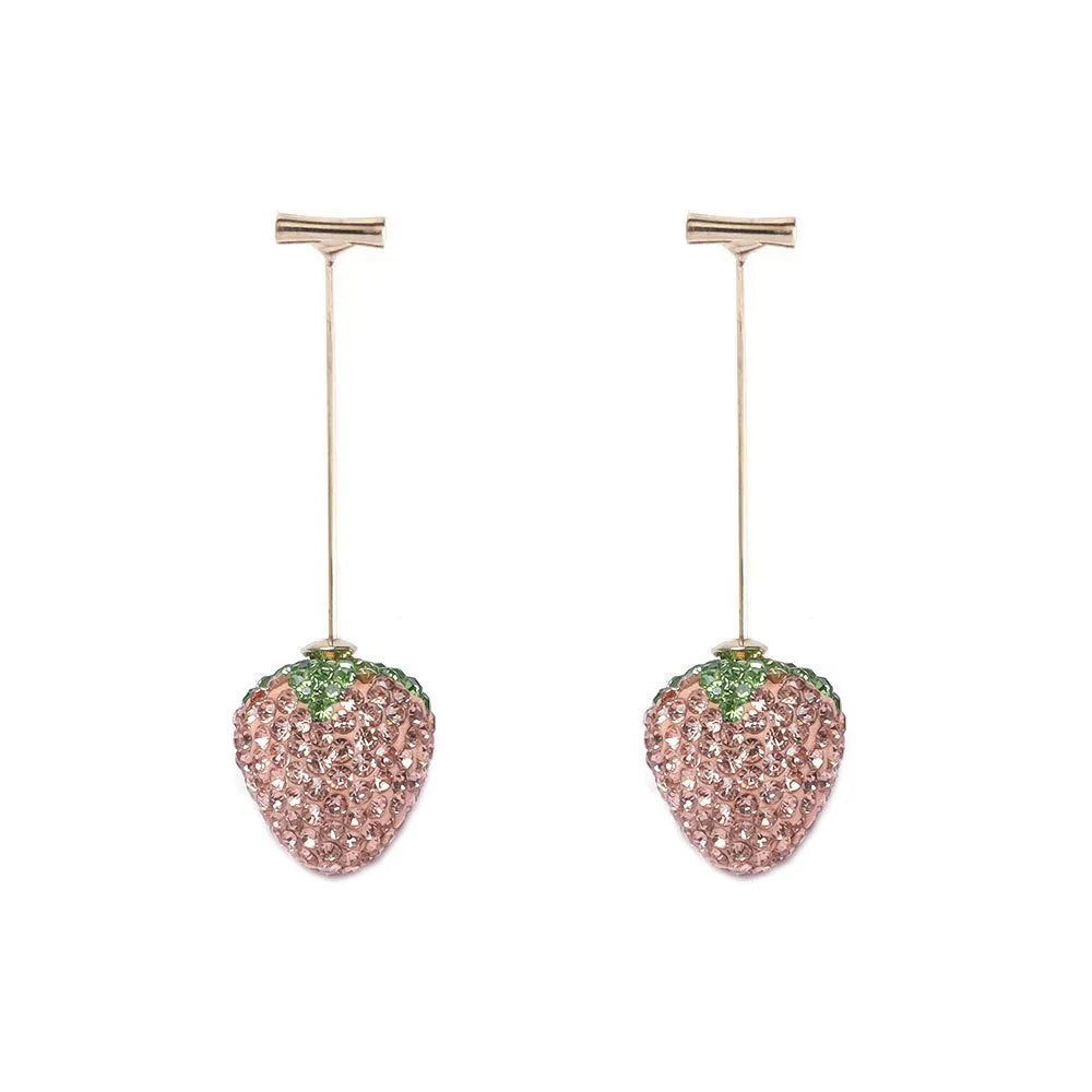 Geometric strawberry earrings with spot drill texture in C659 red zinc alloy
