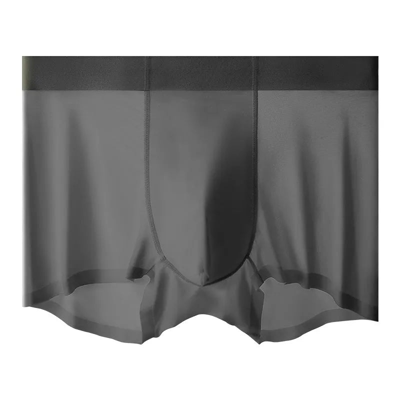 Men's ice silk shorts in bean green colour with seamless mid waist design.