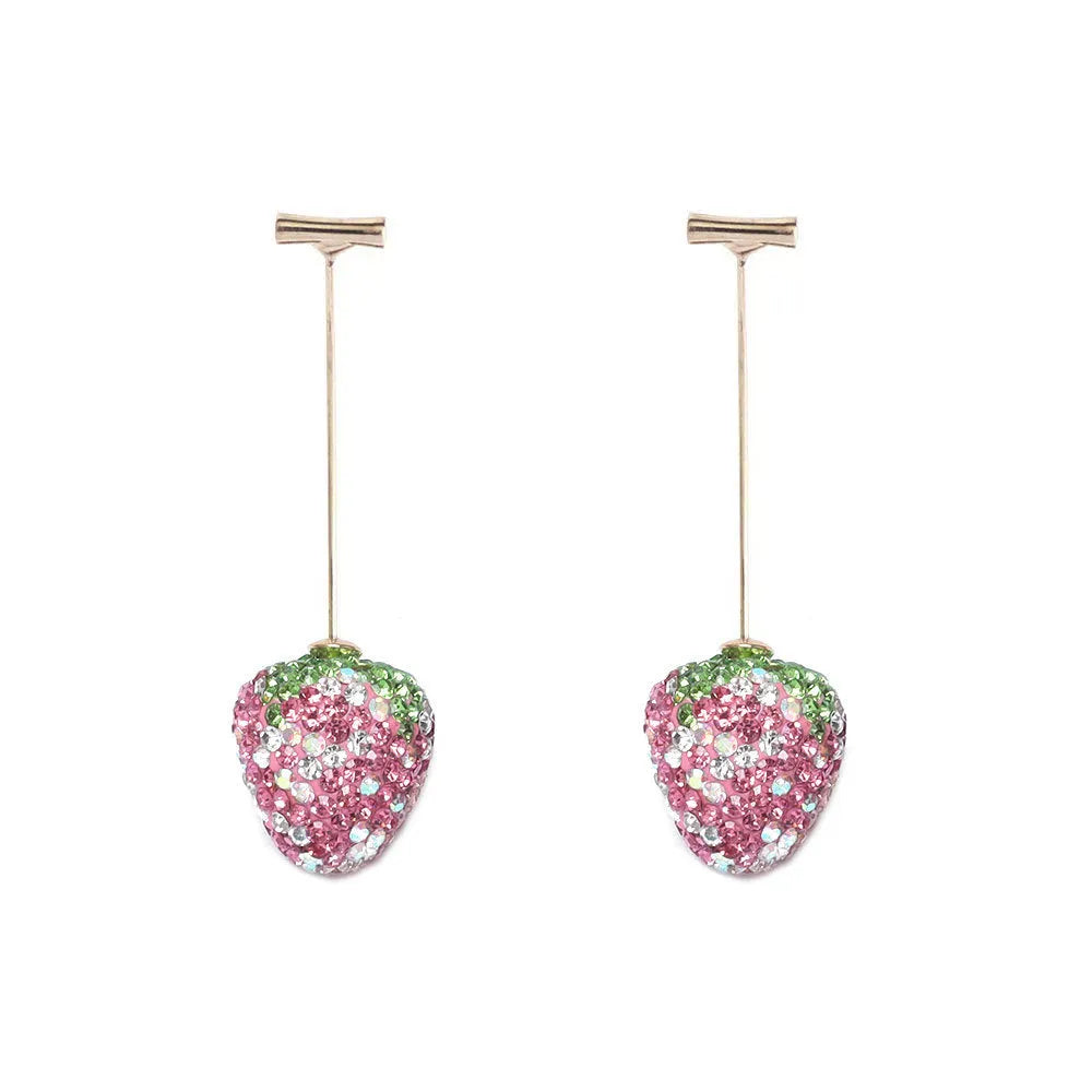 Geometric strawberry earrings with spot drill texture in C659 red zinc alloy