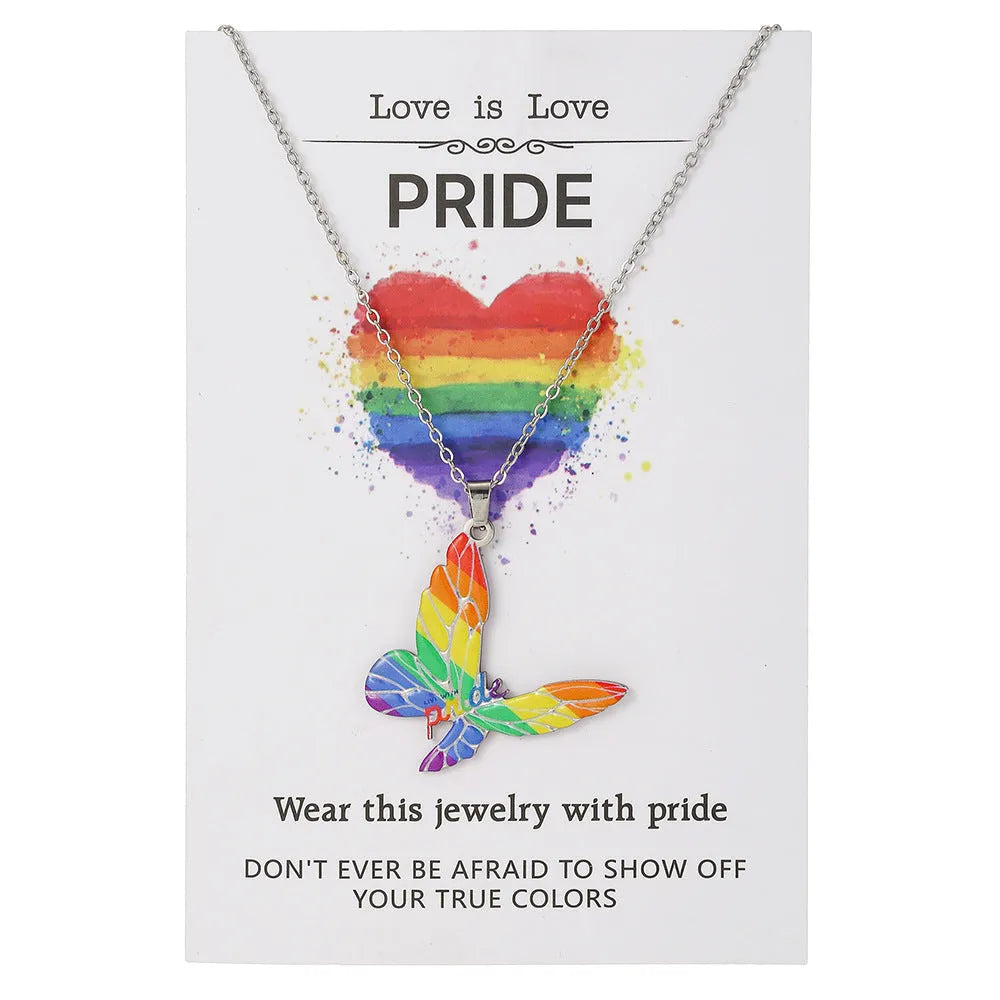 Stainless steel necklace and bracelet set with inspirational colour printing for women