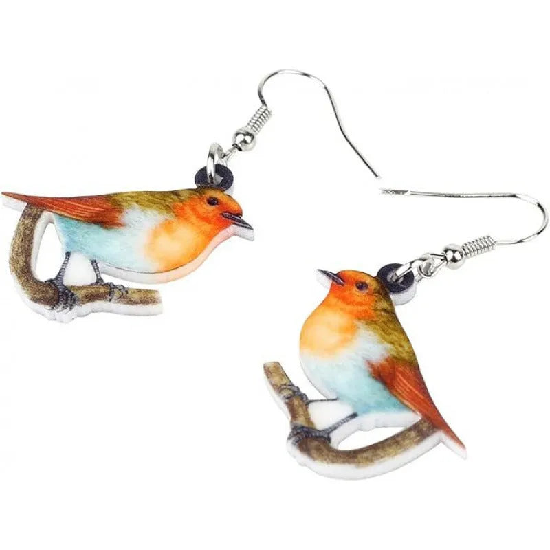 Blue Titmouse geometric acrylic pendant earrings with snake design elements in two colour options.