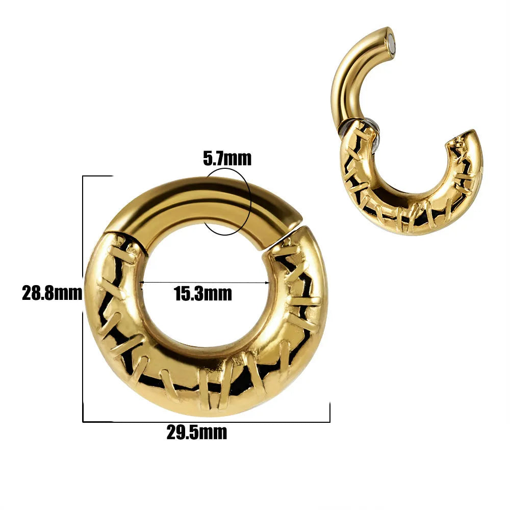 Stainless steel fashion earrings with totem pattern design in electroplated colours
