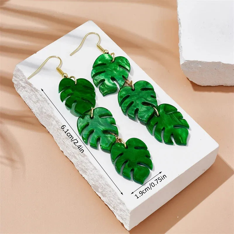 Summer earrings with coconut and jackfruit acrylic charms on alloy hooks in five colour variations