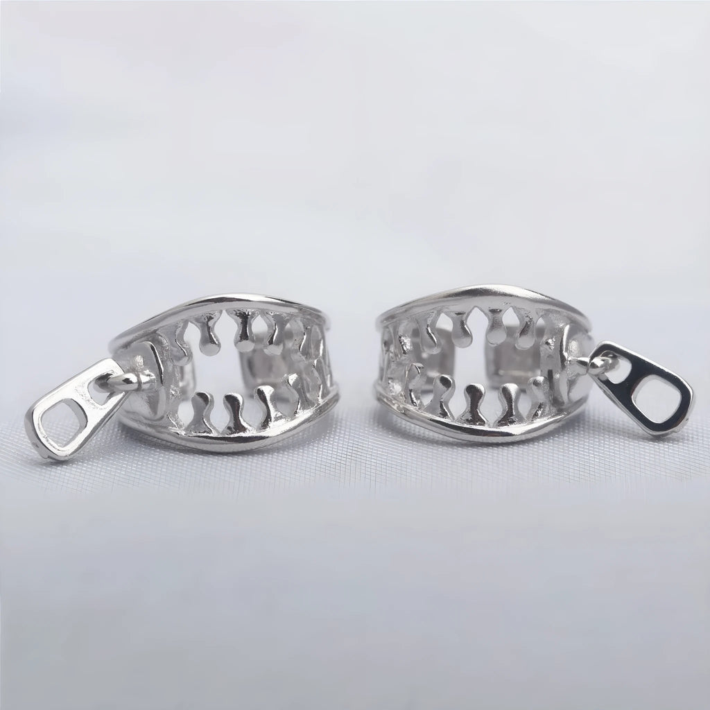 Copper geometric zipper ear clips with linear design and bone clip fastening in colour ES862