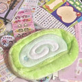 Swiss Roll Cake patterned velvet pencil case in Korean style roll design.
