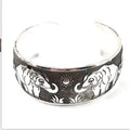 Ethnic carved open Miao silver bracelet in Roman style alloy construction