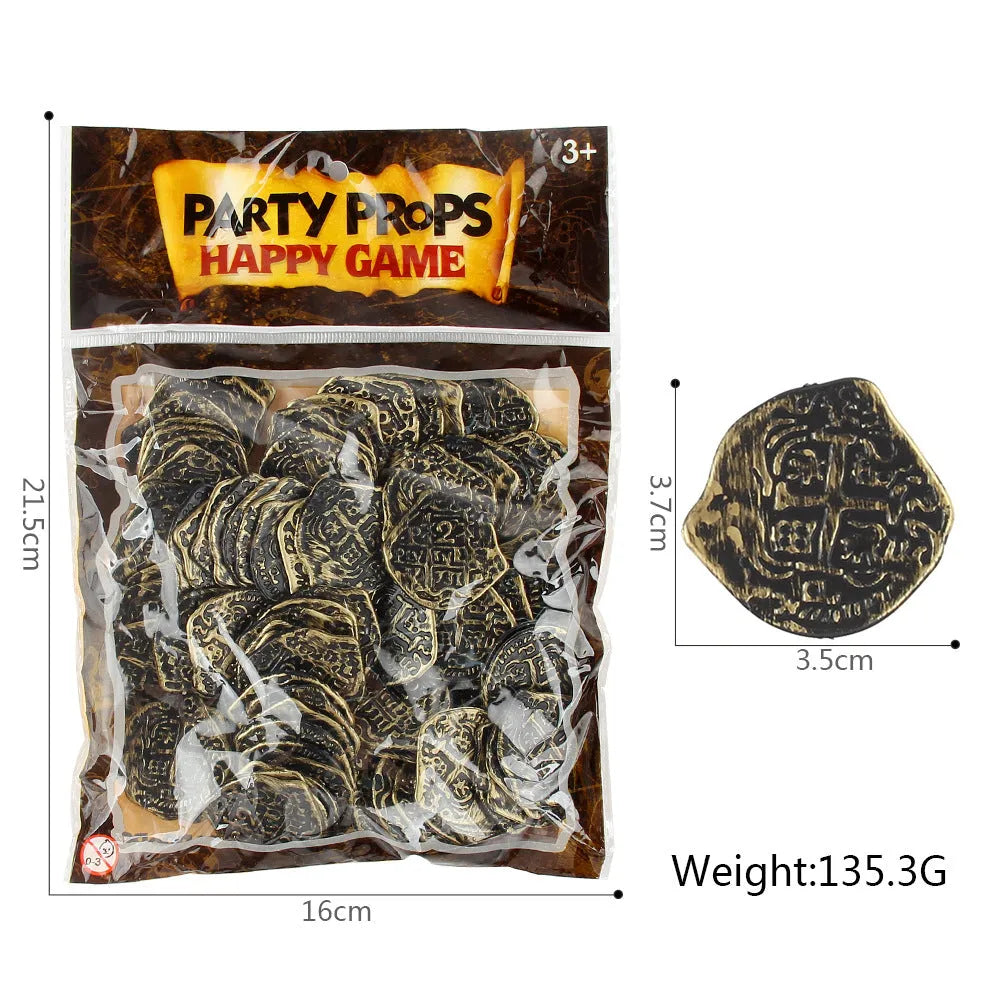Plastic Roman coin replicas with electroplated bronze, gold or silver finish, 100 pieces per set