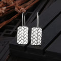 Women's silver woven diamond plaid geometric earrings 17.5mm 925 sterling silver
