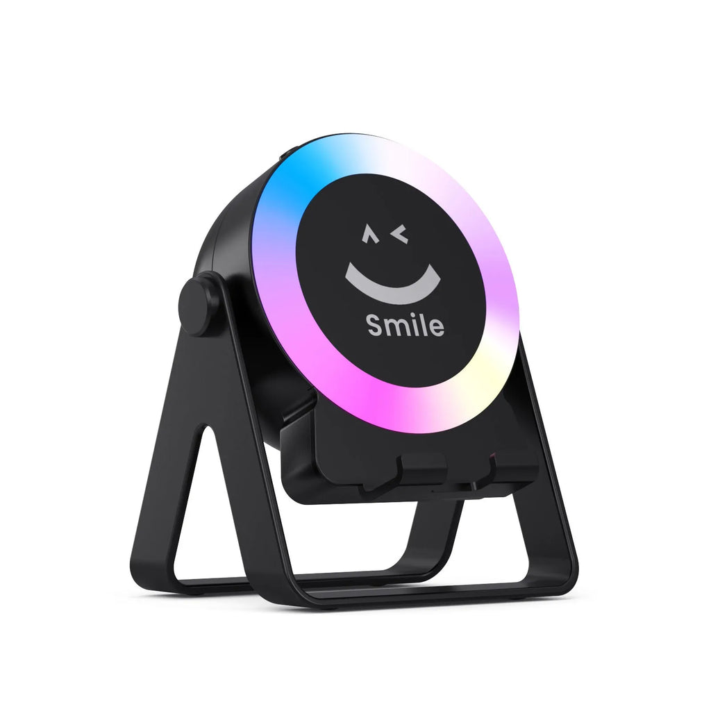 Black and white induction bracket Bluetooth speaker with LED lighting and waterproof rating