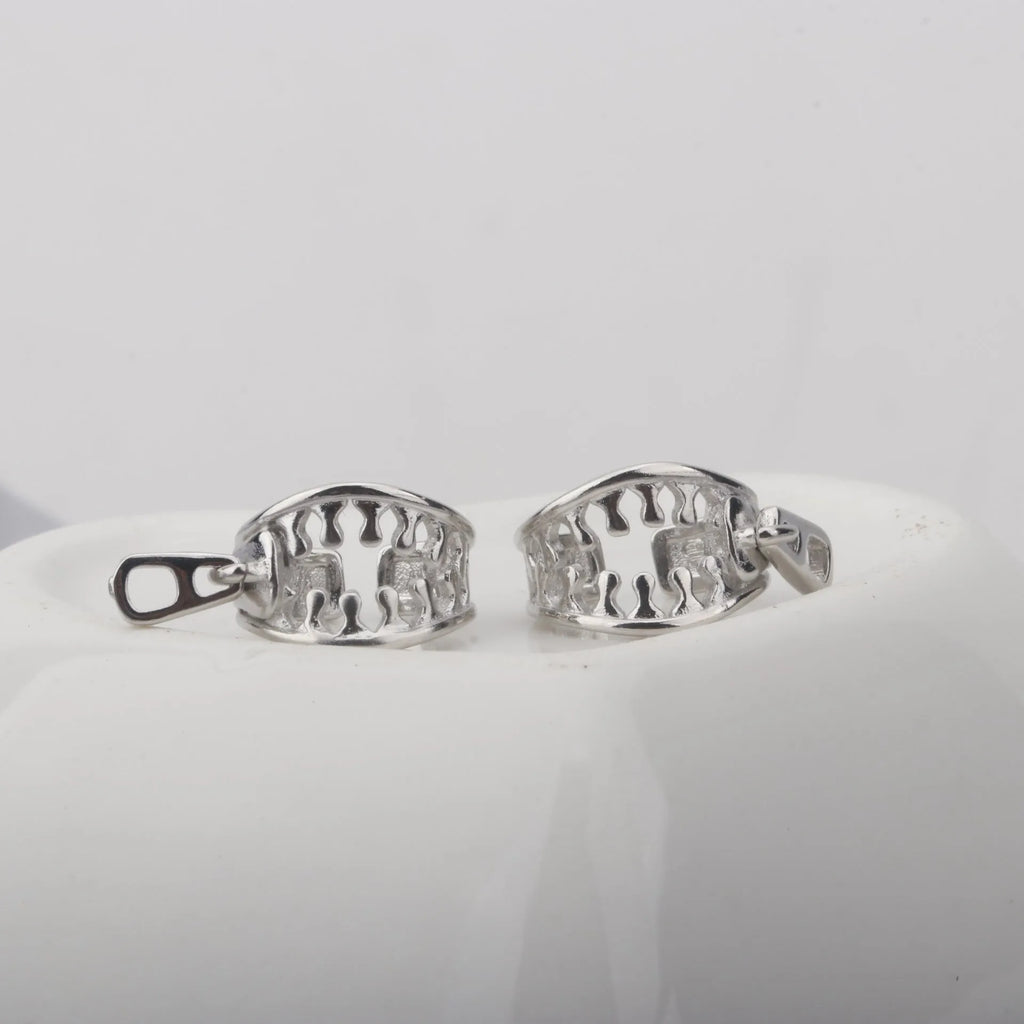 Copper geometric zipper ear clips with linear design and bone clip fastening in colour ES862