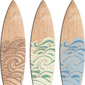 Three wooden surfboard wall decorations with European style design for beach theme rooms
