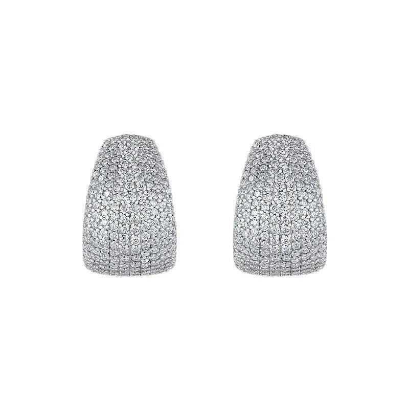 Geometric shaped S925 sterling silver stud earrings with moissanite stones.