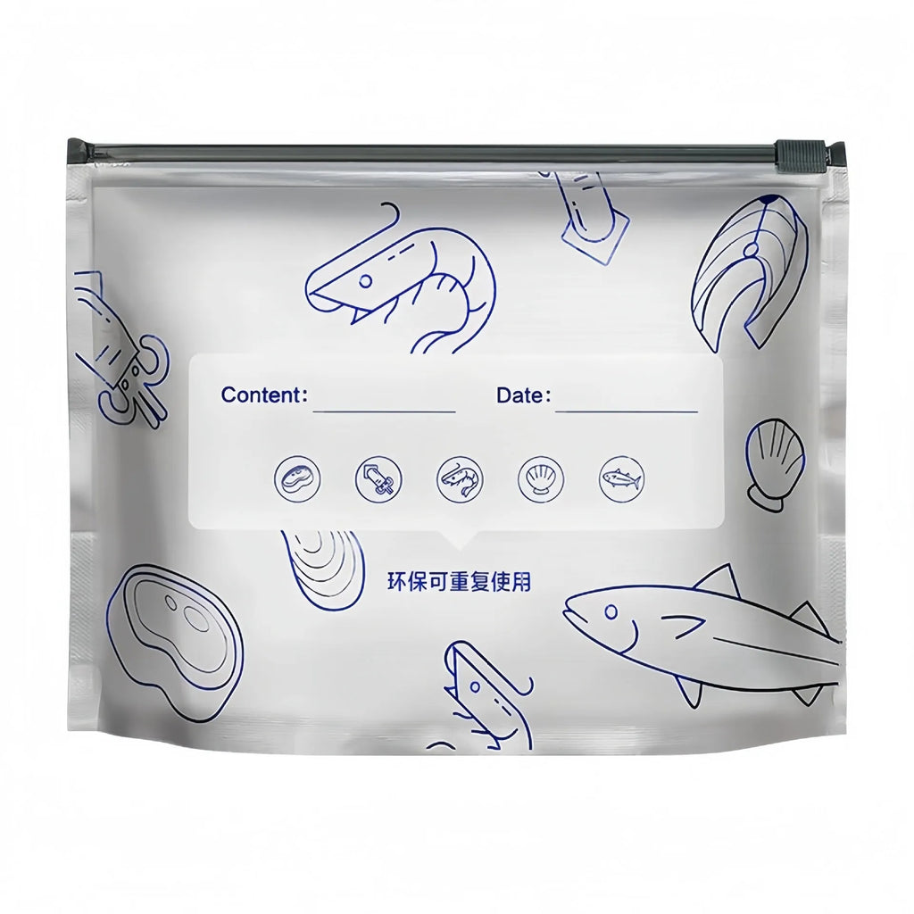 Aluminium foil sealed storage bags in three sizes for food preservation