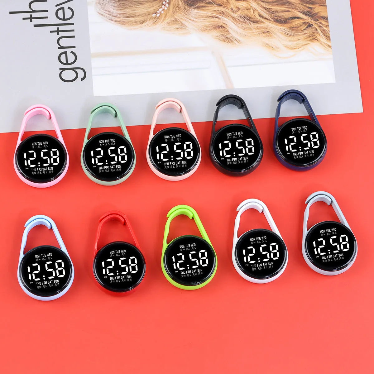 LED luminous electronic watch with waterproof feature and plastic strap in multiple colour options