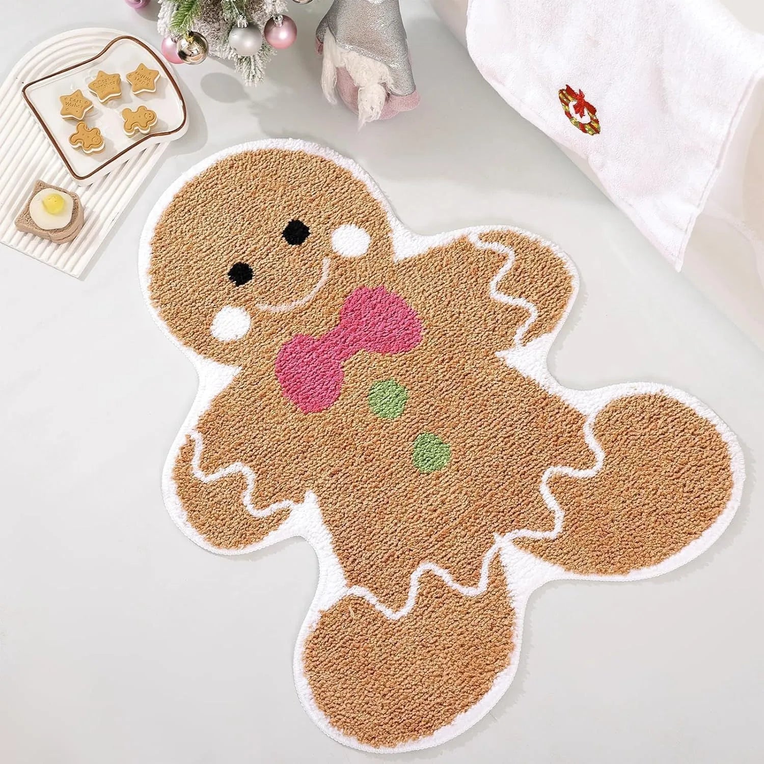 Christmas geometric pattern hallway mat with non-slip backing in multiple size options