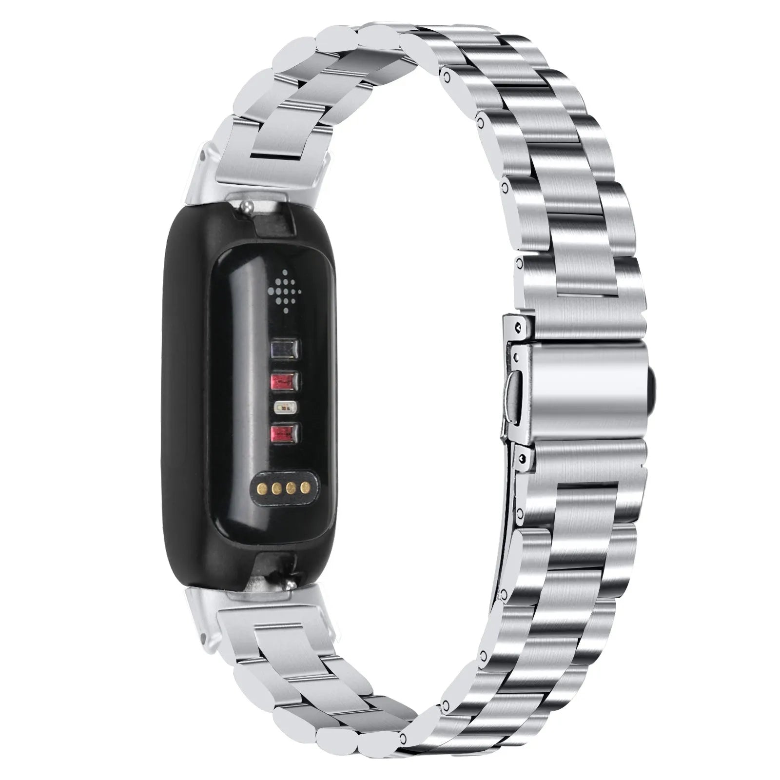 Stainless steel three-bead watch strap for Fitbit Inspire3 in multiple colour options